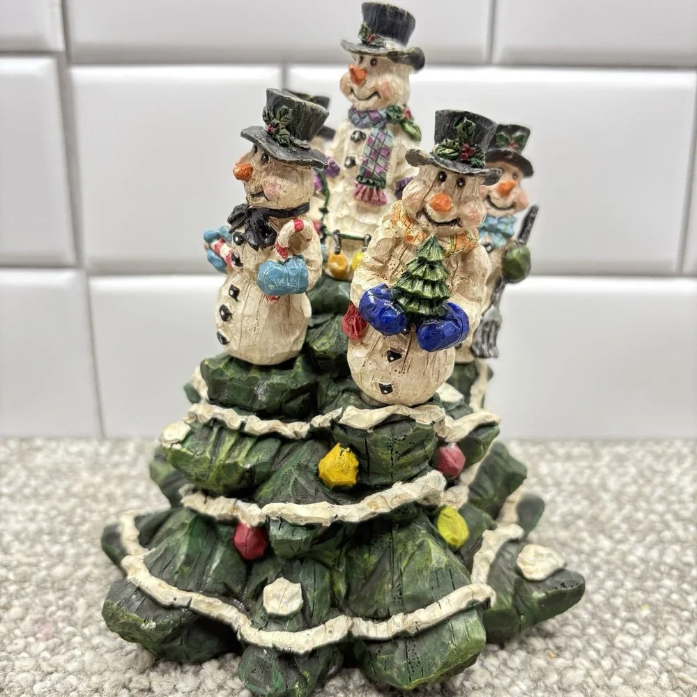 Snowman Cheese Butter Jam Spreaders In Festive Christmas Tree Holder Resin‎